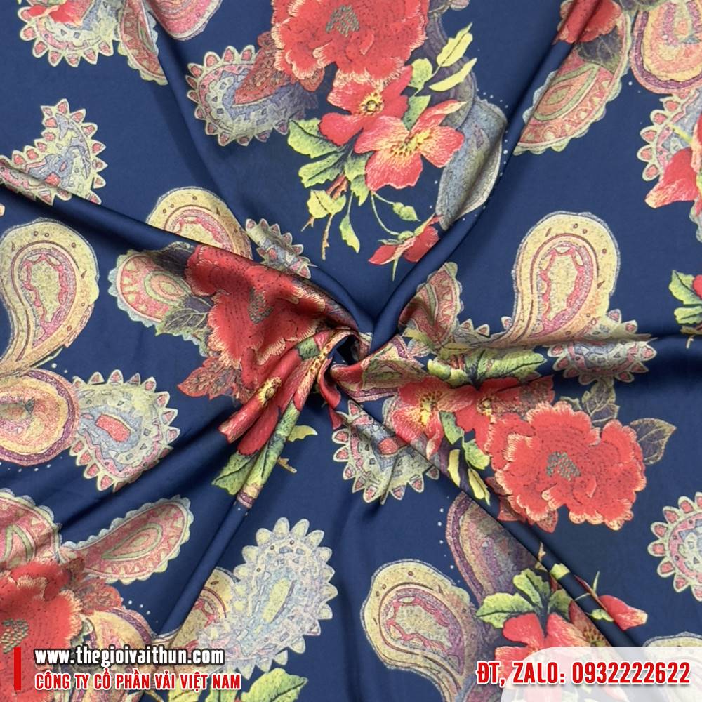 Vải Lụa Bông - Họa tiết Paisley