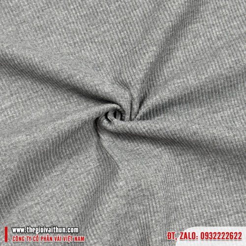 Vải thun Bo gân PE – Xám Tiêu